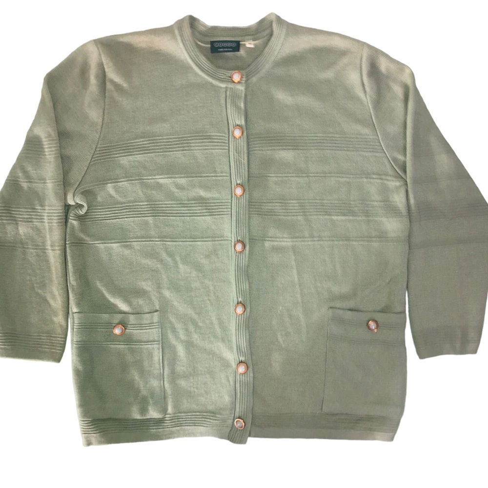 Vintage M Green Thick Cardigan Knit Sweater